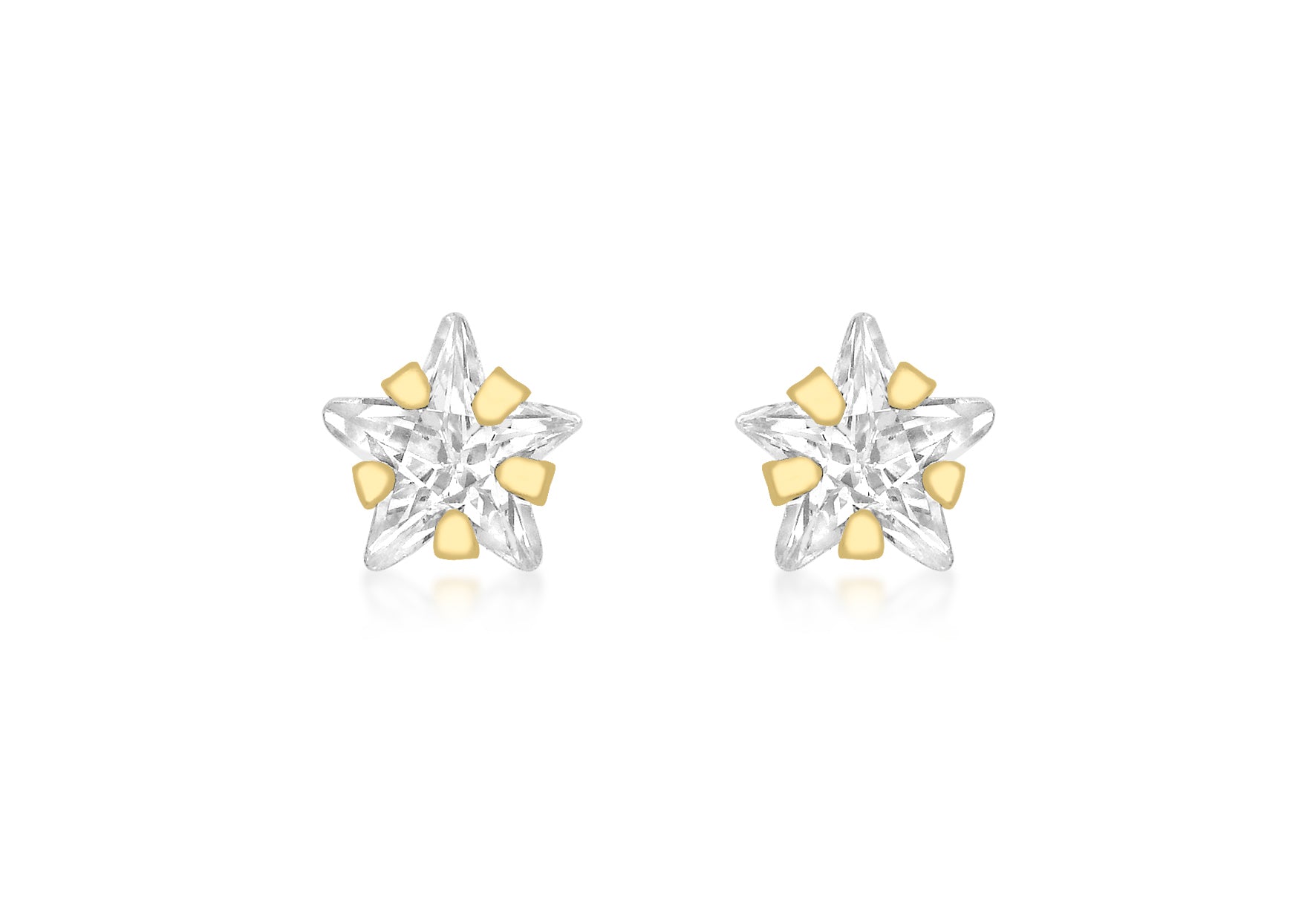 9ct Yellow Gold Zirconia  5mm x 5mm Star Stud Earrings