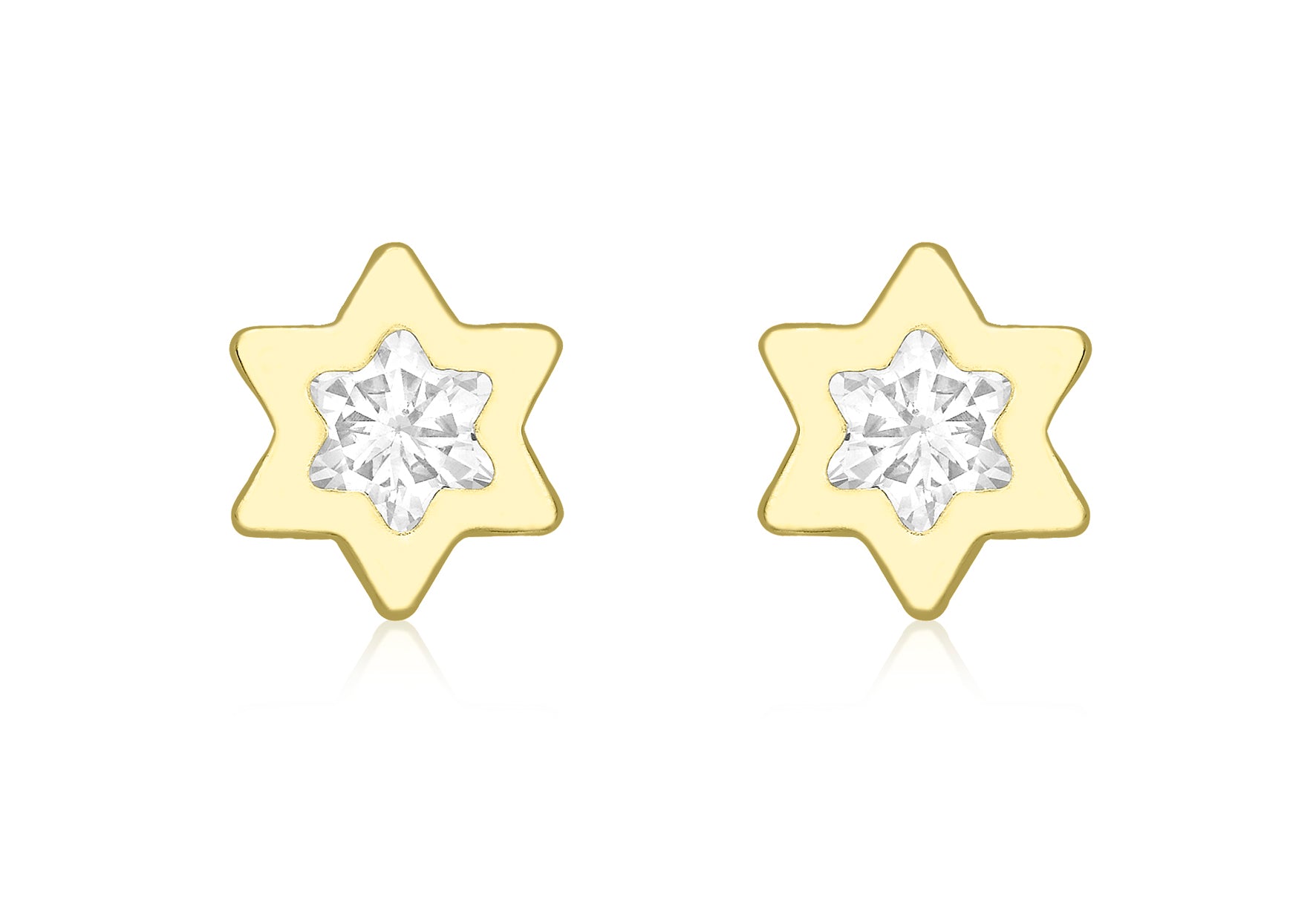 9ct Yellow Gold Zirconia  7mm x 7mm Star Stud Earrings