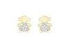 9ct Yellow Gold Pave Set Zirconia  Little Girl Stud Earrings