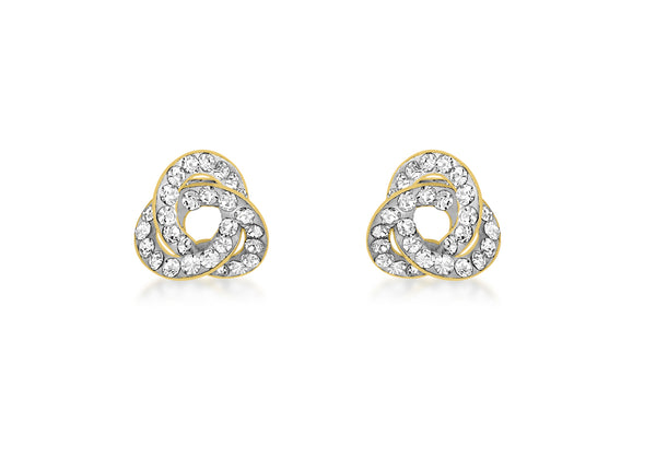 9ct Yellow Gold Crystalique Knot Stud Earrings