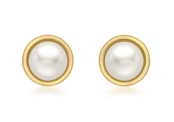 9ct Yellow Gold Pearl 7mm Stud Earrings