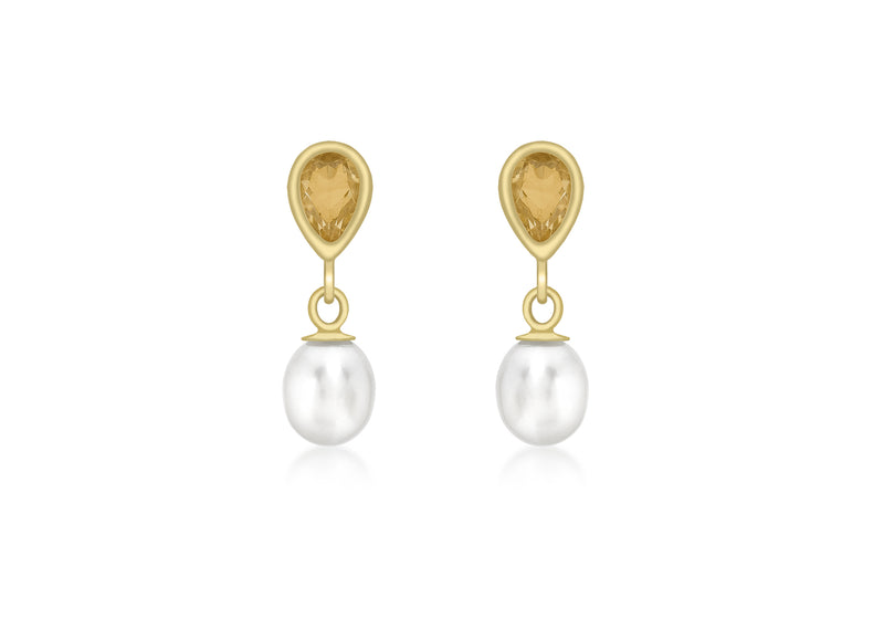 9ct Yellow Gold   and Fresh Water Pearl Drop Earrings