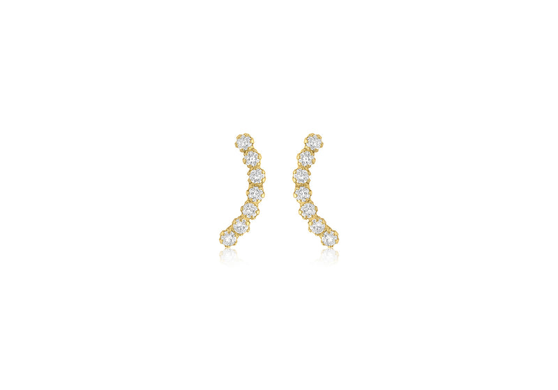 9ct Yellow Gold Zirconia  urve Stud Earrings