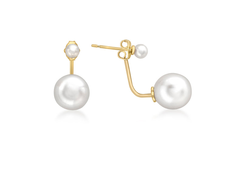 9ct Yellow Gold Double Pearl Jack Earrings
