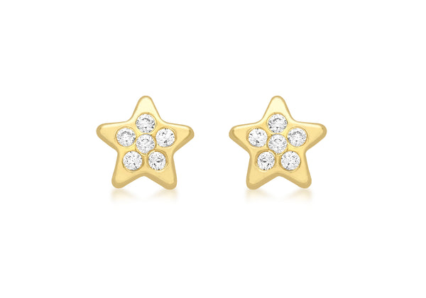 9ct Yellow Gold Zirconia  Star Stud Earrings