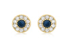 9ct Yellow Gold White and Blue Zirconia  9mm Stud Earrings