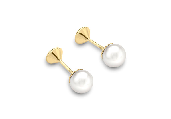 9ct Yellow Gold Fresh Water Pearl and Zirconia  Frok Earrings