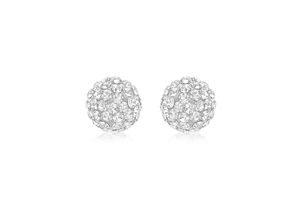 9ct Yellow Gold Crystal 7mm Ball Stud Earrings