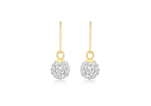 9ct Yellow Gold Crystal 7mm Ball Drop Earrings
