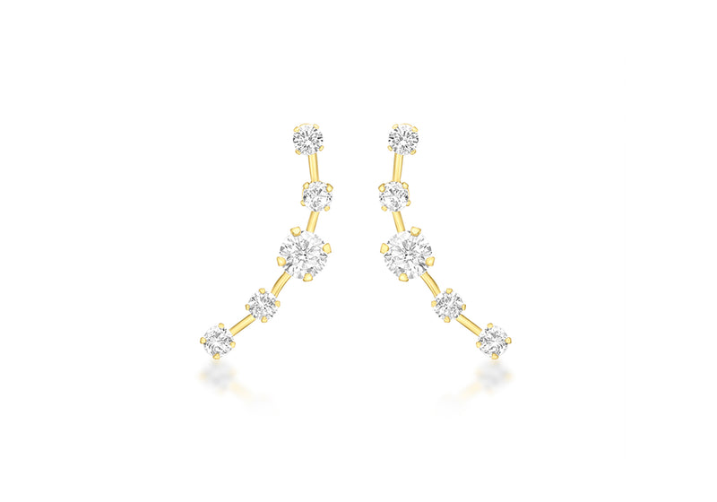 9ct Yellow Gold White Stone Set rawl Earrings