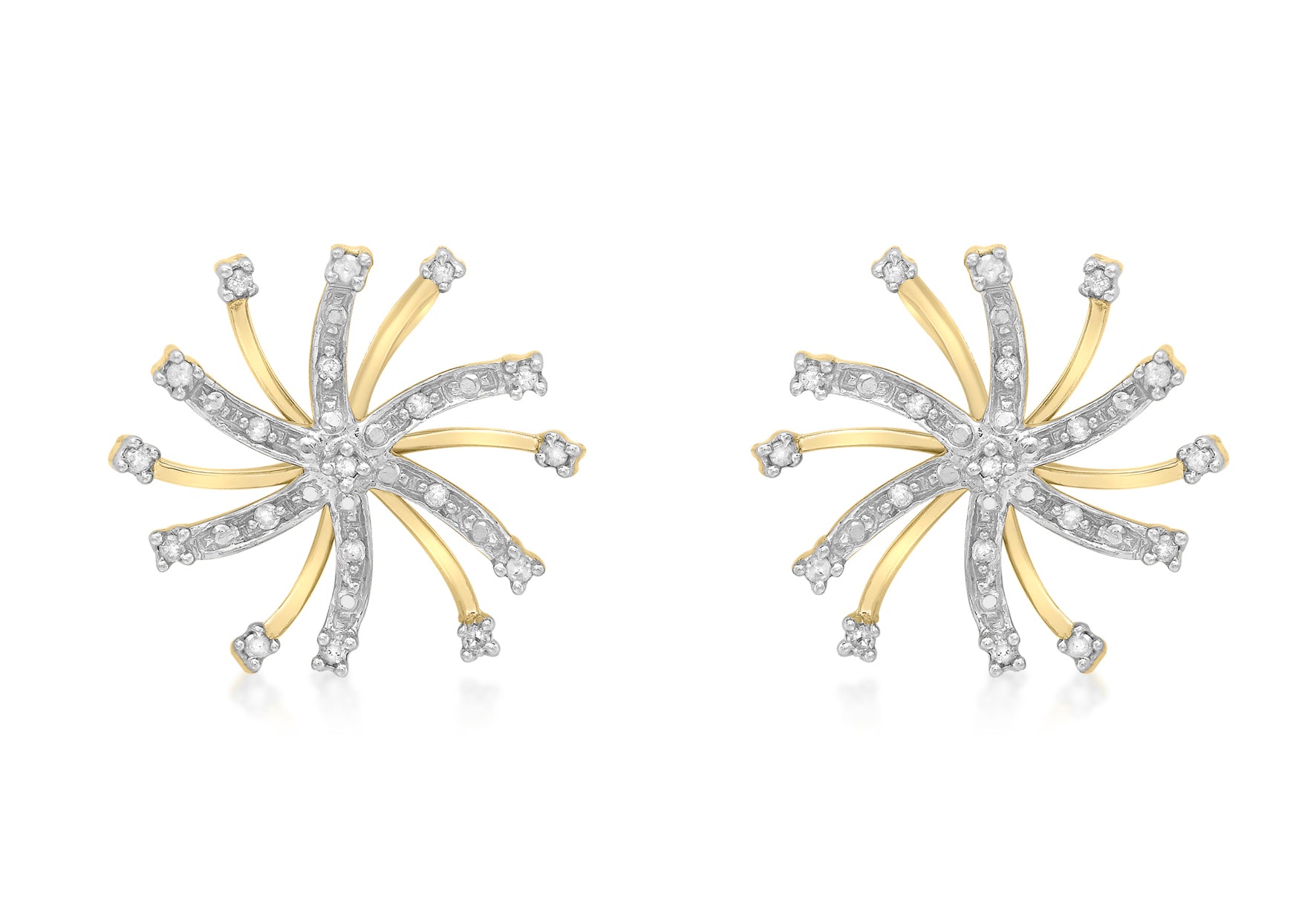 9ct Yellow Gold 0.10ct Diamond Snowflake Stud Earrings