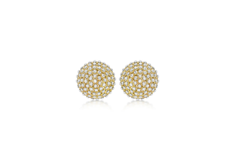 9ct Yellow Gold Zirconia  16mm Dome Stud Earrings