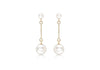 9ct Yellow Gold Pearl & Bar Drop Earrings
