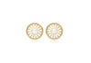 9ct Yellow Gold Pearl 12.5mm Polished and Satin Sunrays Stud Earrings
