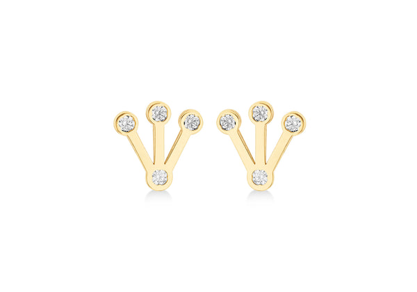 9ct Yellow Gold and White Zirconia Mini Crown Stud Earrings