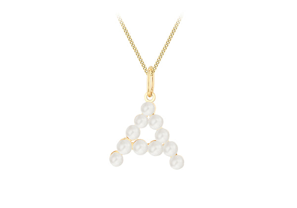 9ct Yellow Gold Fresh Water Pearls Initial Pendant