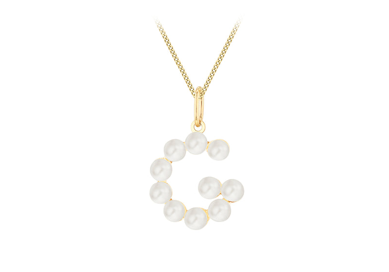 9ct Yellow Gold Fresh Water Pearls Initial Pendant