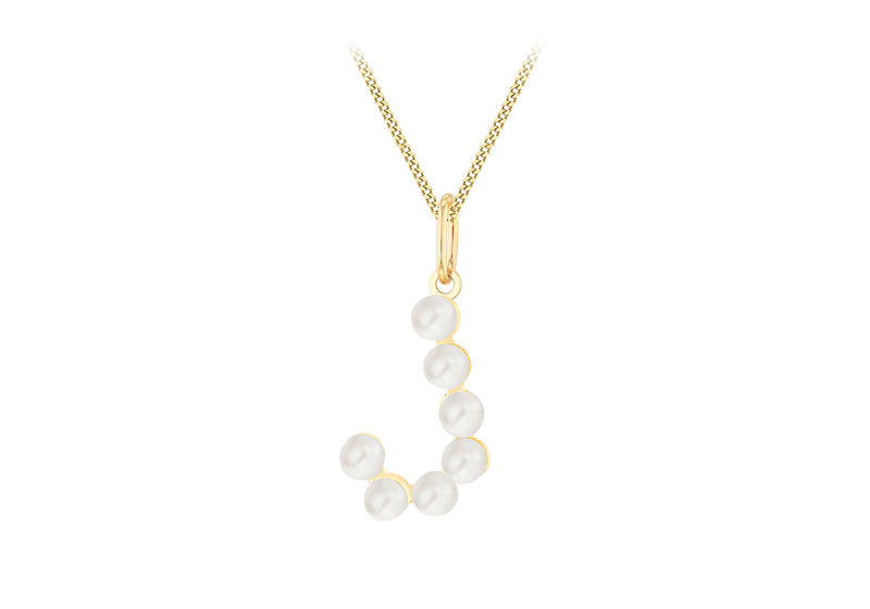9ct Yellow Gold Fresh Water Pearls Initial Pendant