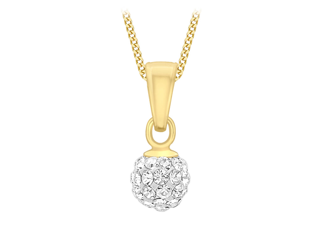 9ct Yellow Gold Crystal 5mm Ball Pendant