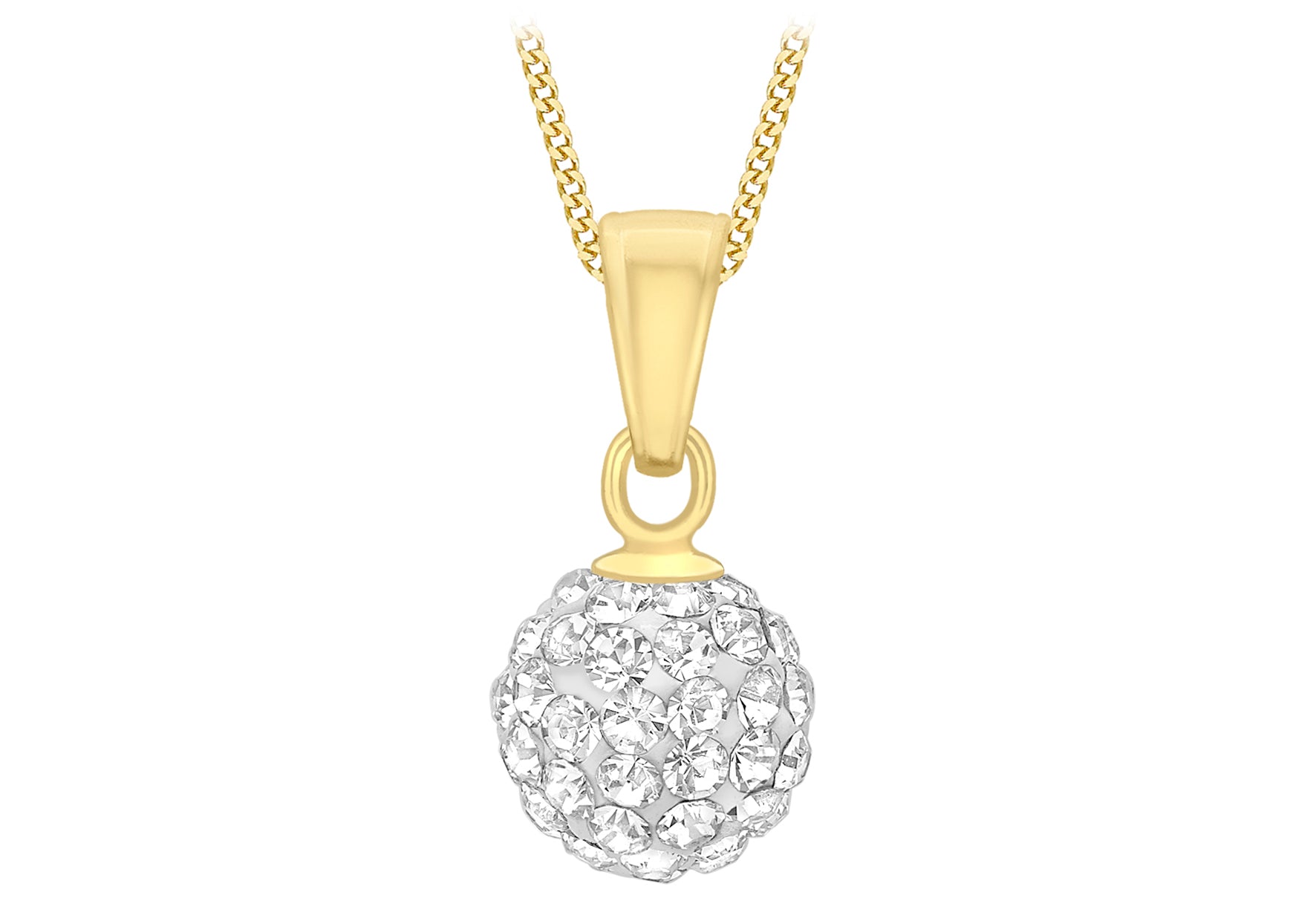 9ct Yellow Gold Crystal 7mm Ball Pendant