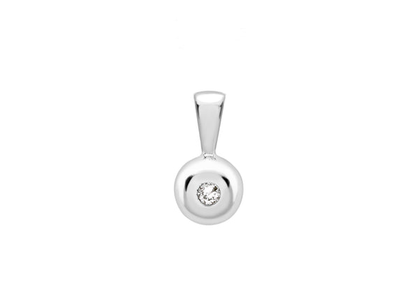 9ct White Gold 0.02t Diamond DoughnCut Pendant