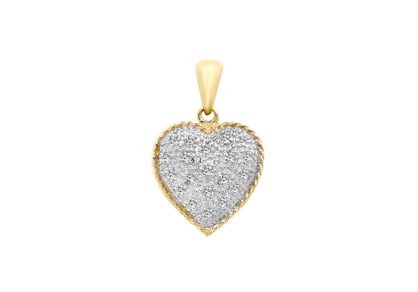9ct Yellow Gold 0.10ct Pave Set Diamond Heart Pendant