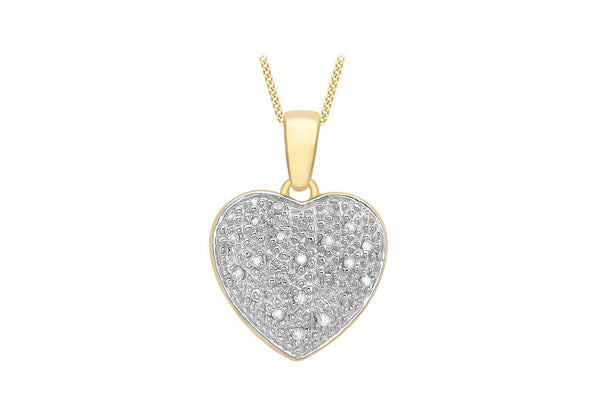 9ct Yellow Gold 0.10ct Diamond Heart Pendant