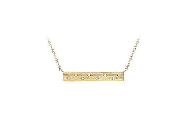9ct Yellow Gold 0.06t Diamond Satin Bar Adjustable Necklace  41m/16"-46m/18"9
