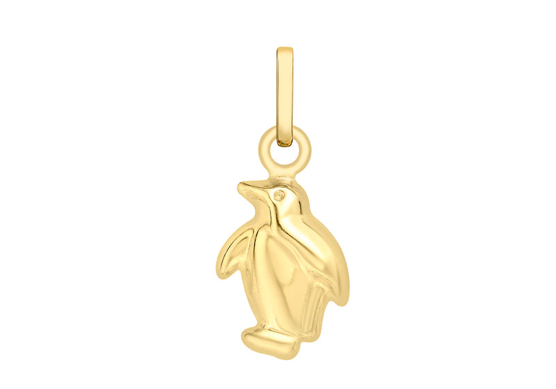 9ct Yellow Gold 7mm x 15mm Penguin Pendant