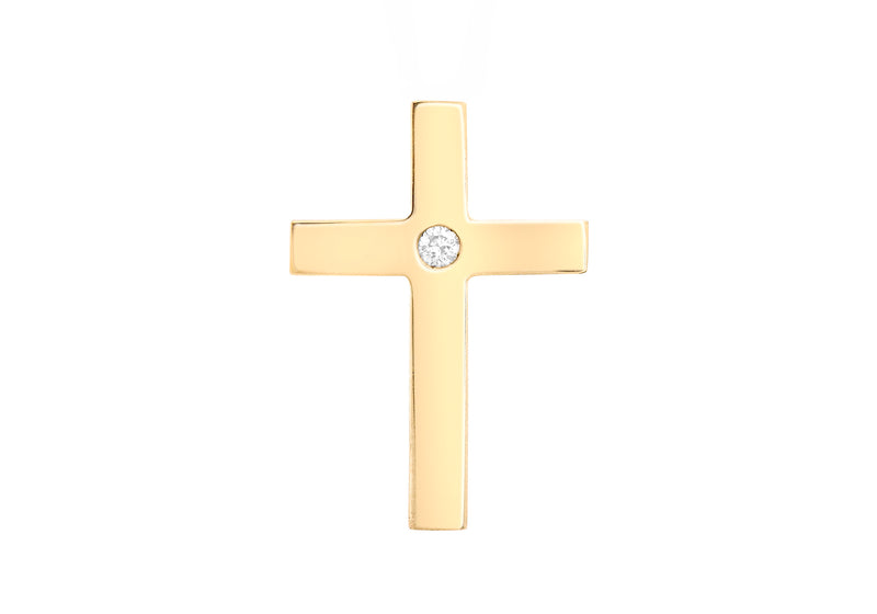 9ct Yellow Gold 0.05t Diamond Set Cross Slider Pendant
