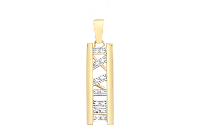 9ct Yellow Gold 0.10ct Diamond Roman Numerals Pendant