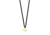 9ct Yellow Gold 0.005t Diamond Set Dove Pendant on Black Spinel Necklace  44m/17.5"9