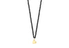 9ct Yellow Gold 0.01t Diamond Set Heart Pendant on Black Spinel Necklace  44m/17.5"9