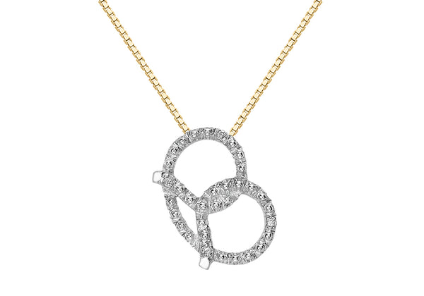 9ct Yellow Gold 0.03t Diamond Pretzel Necklet 41m/16"9