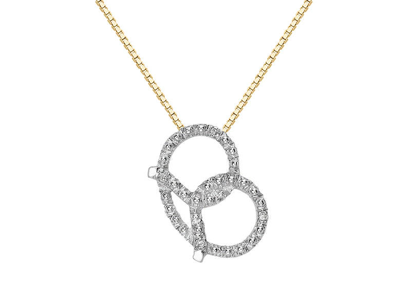 9ct Yellow Gold 0.03t Diamond Pretzel Necklet 41m/16"9
