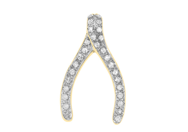9ct Yellow Gold 0.25ct Diamond Wishbone Pendant