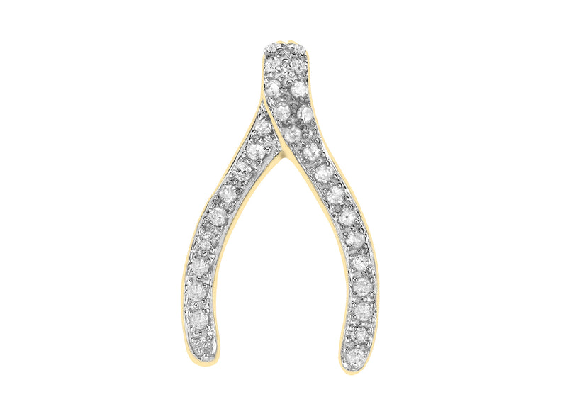 9ct Yellow Gold 0.25ct Diamond Wishbone Pendant
