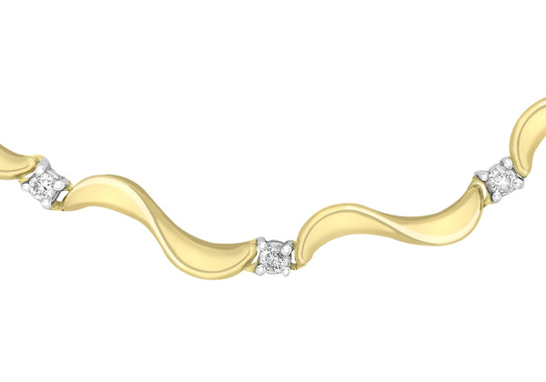 9ct 2-Colour Gold 1.00t Diamond Twist Bar Necklet 42m/16.5"9