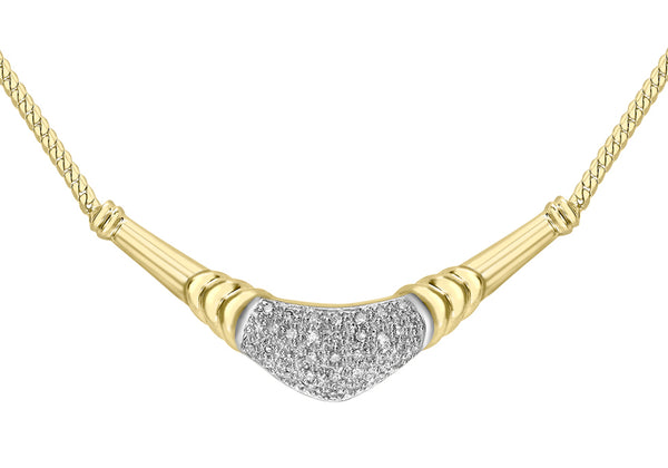 9ct Yellow Gold 0.18ct Pave Set Diamond Necklet9