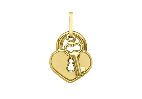9ct Yellow Gold Padlock & Key Pendant