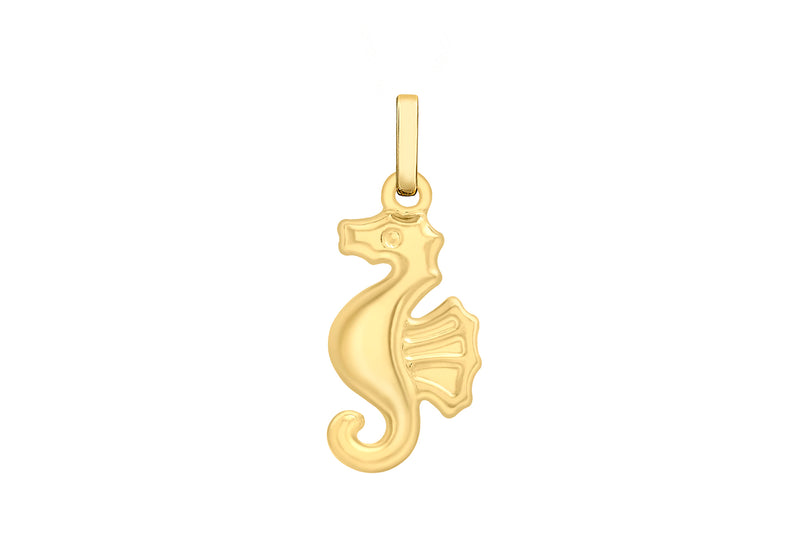 9ct Yellow Gold 8mm x 18mm Seahorse Pendant