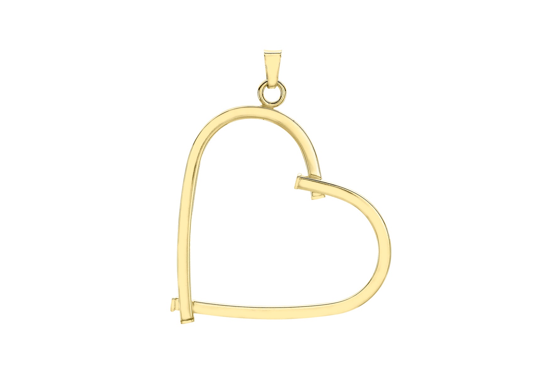 9ct Yellow Gold 32mm x 38mm Square-Tube Open-Heart Pendant