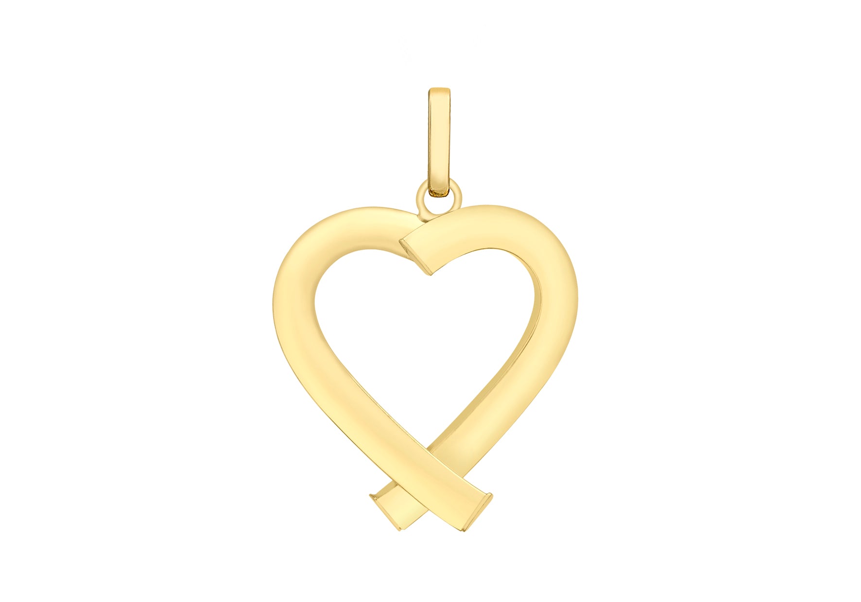 9ct Yellow Gold Triangular Tube Heart Pendant