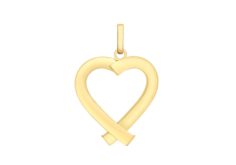 9ct Yellow Gold Triangular Tube Heart Pendant