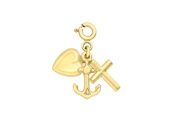 9ct Yellow Gold Faith Hope & Charity Spring Ring Charm