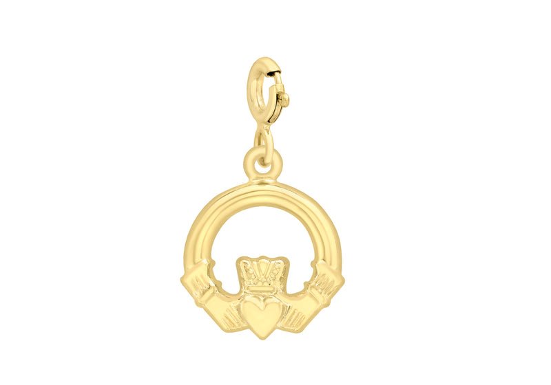 9ct Yellow Gold Claddagh Spring Ring Charm