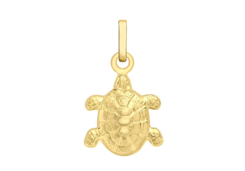 9ct Yellow Gold 10mm x16mm Turtle Pendant