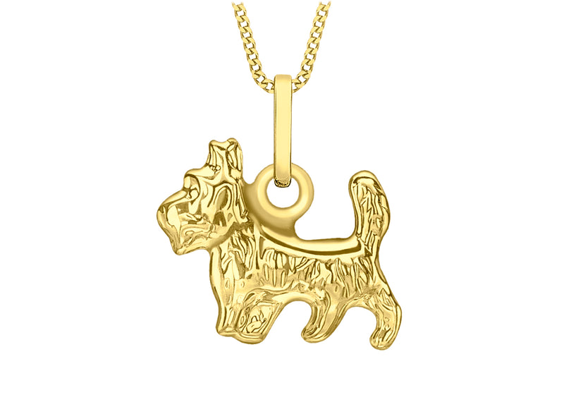 9ct Yellow Gold 10.5mm x 12.5mm Yorkshire Terrier Pendant