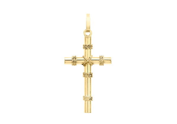 9ct Yellow Gold Patterned Cross Pendant