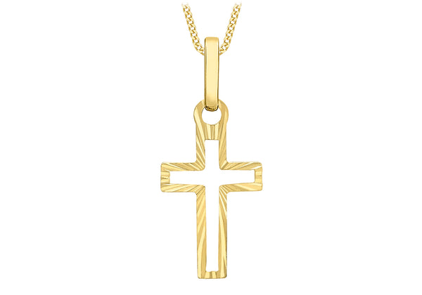 9ct Yellow Gold 9mm x 21.5mm Diamond Cut CutoCut Cross Pendant